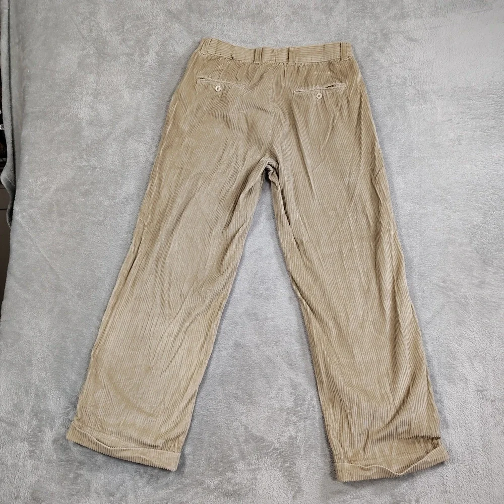 Vintage Gochu Wide Wale Corduroy Cuffed Pleated Corduroy Pants Mens Size 34 X 30